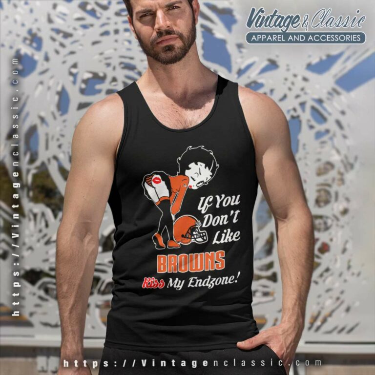 Kiss My Endzone Betty Boop Cleveland Browns Tank Top Racerback Kiss My Endzone Betty Boop Cleveland Browns Tank Top Racerback