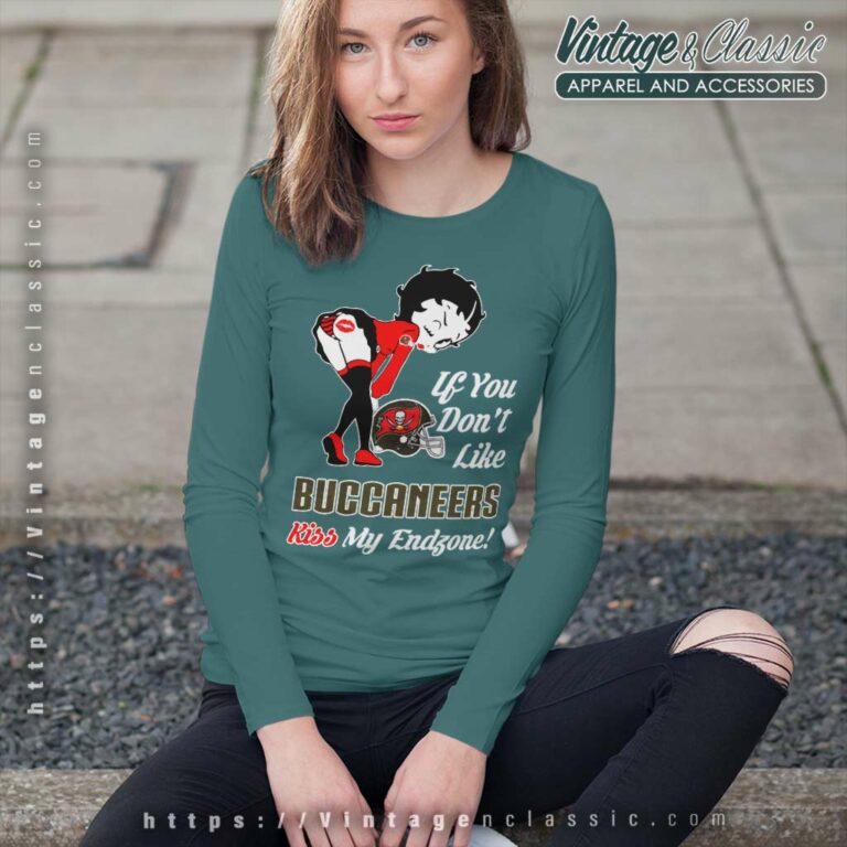 Kiss My Endzone Betty Boop Tampa Bay Buccaneers Long Sleeve Tee Kiss My Endzone Betty Boop Tampa Bay Buccaneers Long Sleeve Tee