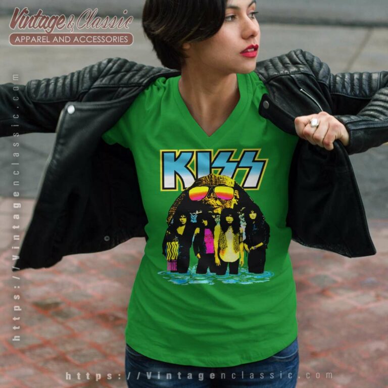 Kiss Shirt 1990 Hot In The Shade V Neck TShirt Kiss Shirt 1990 Hot In The Shade V Neck TShirt
