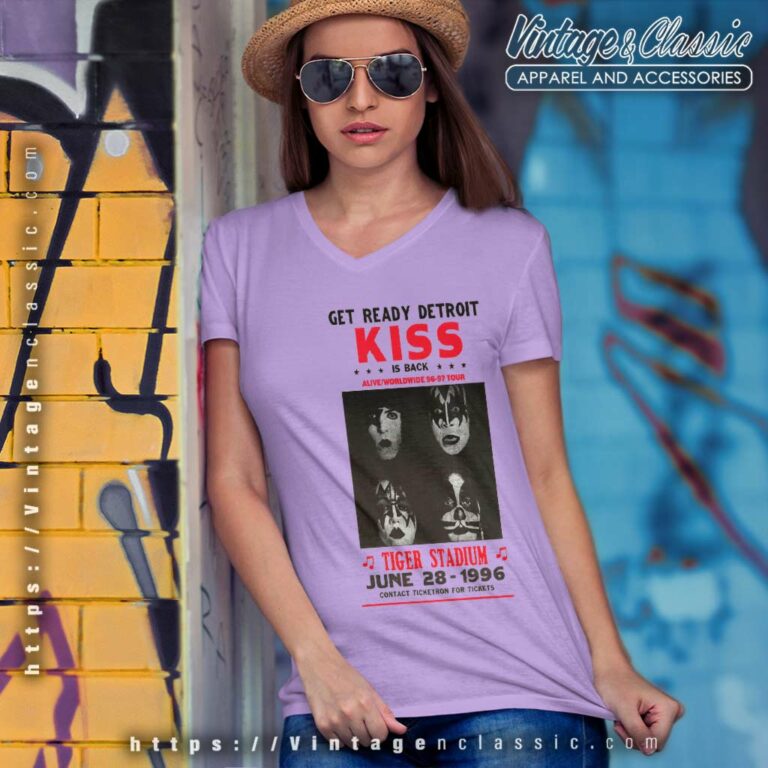 Kiss Shirt Alive Worldwide 96 97 Tour V Neck TShirt Kiss Shirt Alive Worldwide 96 97 Tour V Neck TShirt