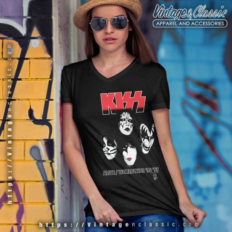 Kiss Shirt Alive Worldwide 96 97 V Neck TShirt Kiss Shirt Alive Worldwide 96 97 V Neck TShirt