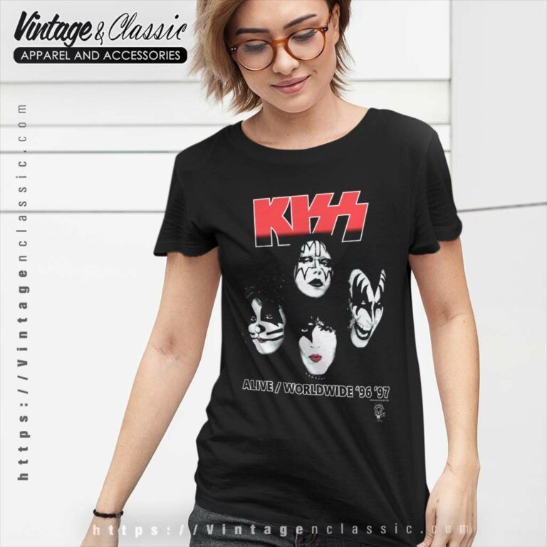 Kiss Shirt Alive Worldwide 96 97 Women TShirt Kiss Shirt Alive Worldwide 96 97 Women TShirt