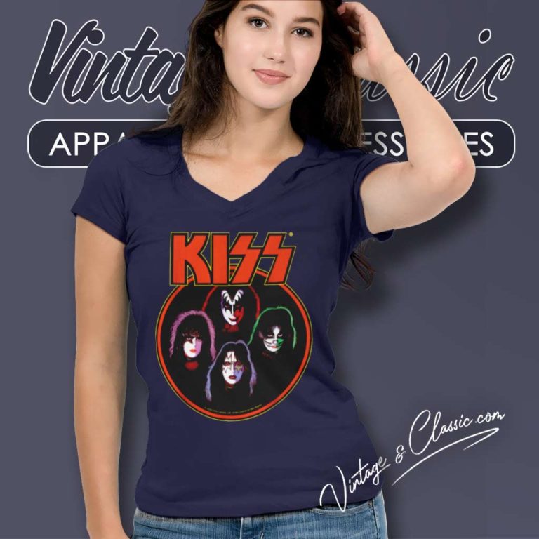 Kiss Shirt Logo With Members V Neck TShirt Kiss Shirt Logo With Members V Neck TShirt