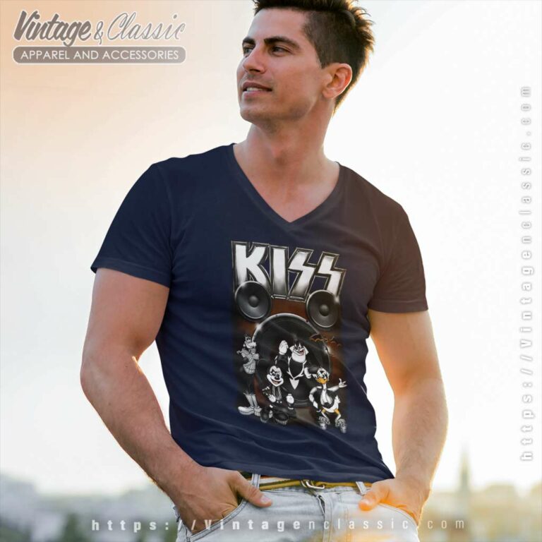 Kiss Shirt Mickey Mouse Donald Duck Goofy V Neck TShirt Kiss Shirt Mickey Mouse Donald Duck Goofy V Neck TShirt