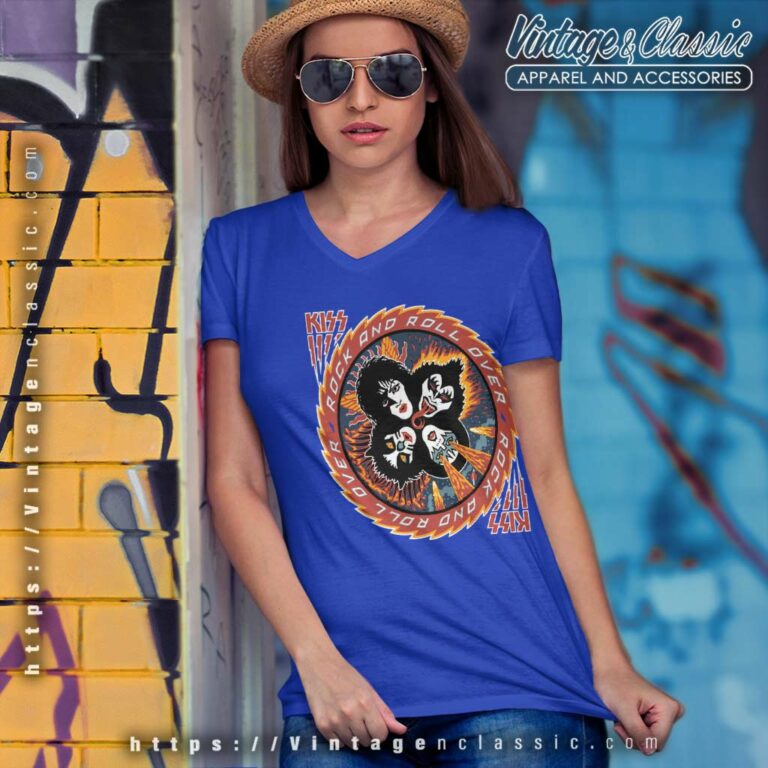 Kiss Shirt Rock And Roll Over V Neck TShirt Kiss Shirt Rock And Roll Over V Neck TShirt