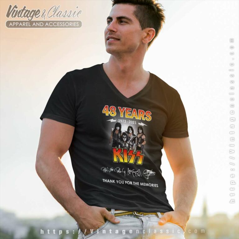 Kiss Shirt Signatures Thank You For The Memories V Neck TShirt Kiss Shirt Signatures Thank You For The Memories V Neck TShirt