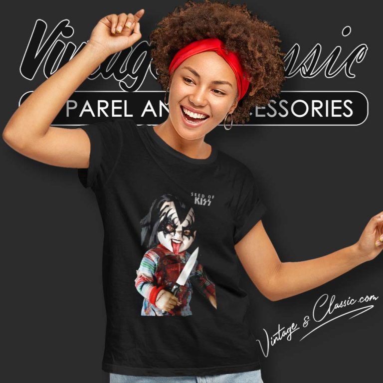 Kiss X Chucky In Horror Movie Women TShirt Kiss X Chucky In Horror Movie Women TShirt