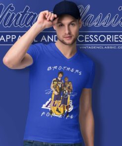 Kobe Bryant And Pau Gasol Brothers For Life Signatures V Neck TShirt