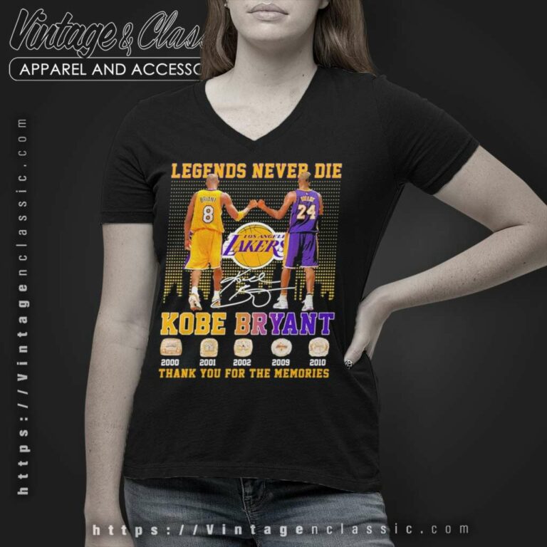 Kobe Bryant La Lakers Legends Never Die Thank You For The Memories V Neck TShirt Kobe Bryant La Lakers Legends Never Die Thank You For The Memories V Neck TShirt