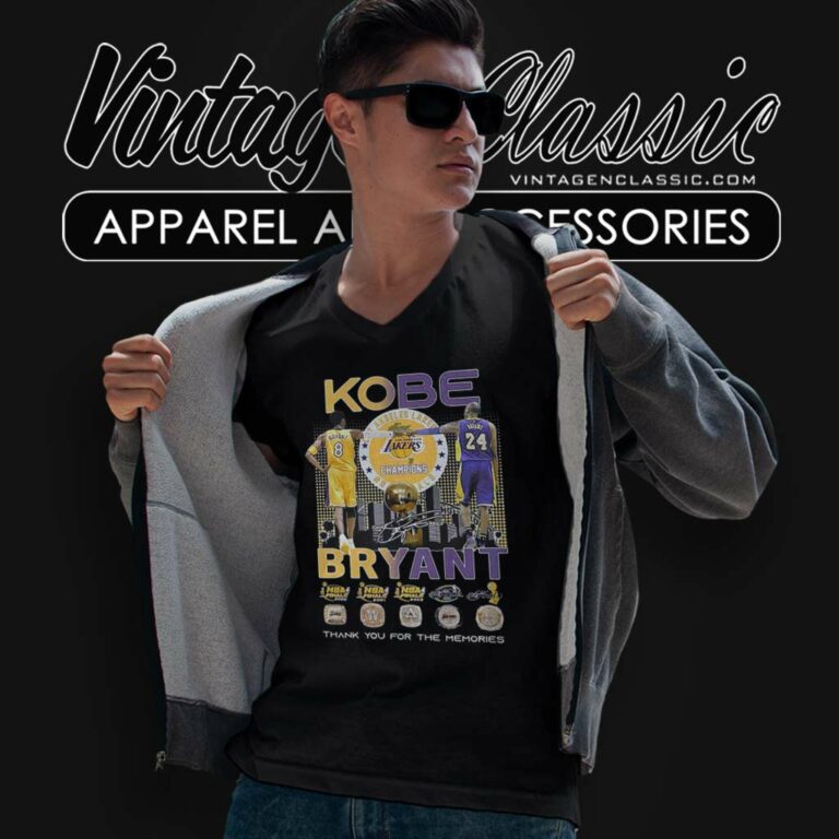 Kobe Bryant Lakers Champions Finals Thank You For The Memories V Neck TShirt Kobe Bryant Lakers Champions Finals Thank You For The Memories V Neck TShirt