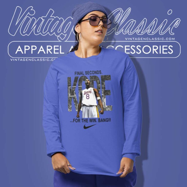 Kobe Bryant Lakers Nike Logo Final Seconds For The Win Bang Long Sleeve Tee Kobe Bryant Lakers Nike Logo Final Seconds For The Win Bang Long Sleeve Tee