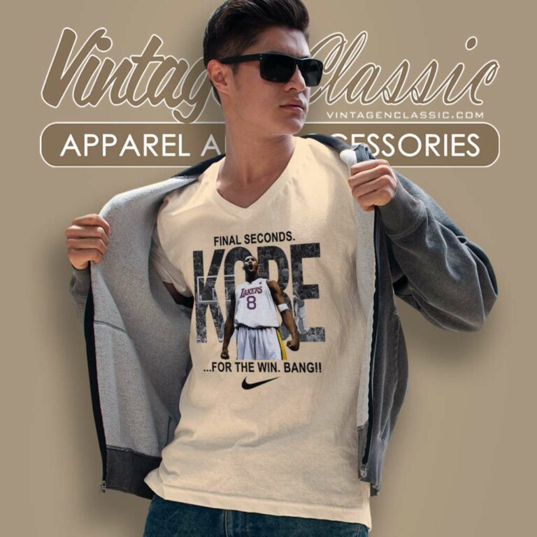 Kobe Bryant Lakers Nike Logo Final Seconds For The Win Bang V Neck TShirt Kobe Bryant Lakers Nike Logo Final Seconds For The Win Bang V Neck TShirt