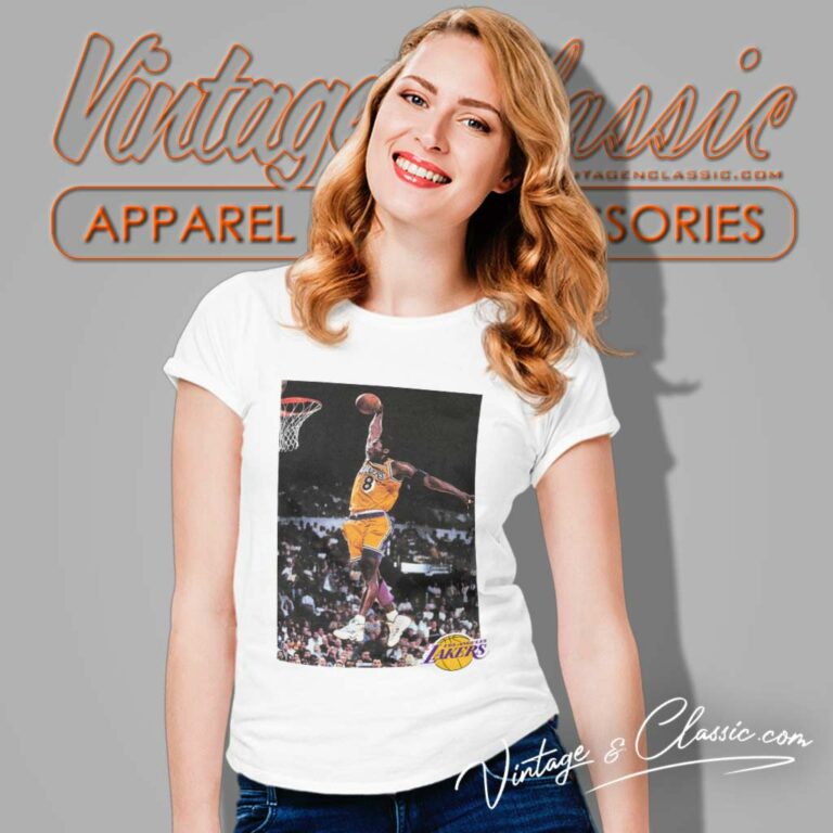 Kobe Bryant Lakers Rookie With A Monster Dunk Women TShirt 1 Kobe Bryant Lakers Rookie With A Monster Dunk Women TShirt 1