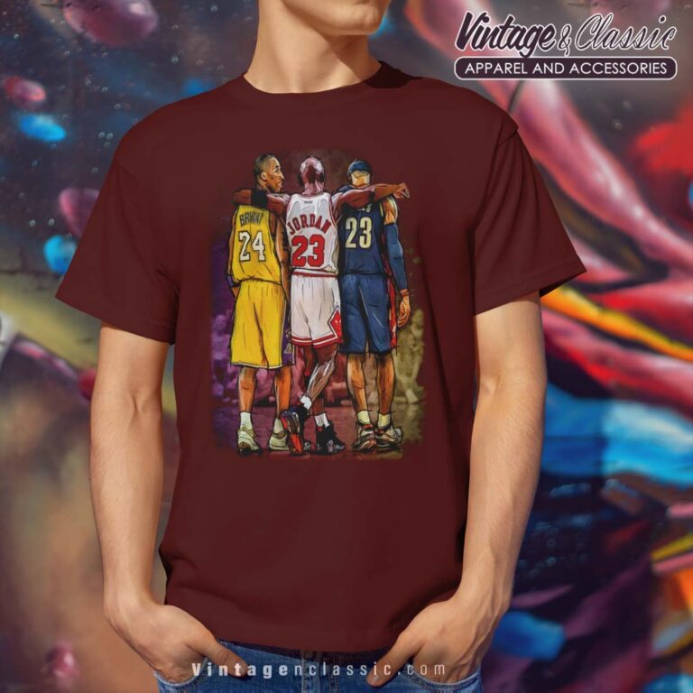 Kobe Bryant Michael Jordan Lebron James Graphic Maroon T Shirt Kobe Bryant Michael Jordan Lebron James Graphic Maroon T Shirt