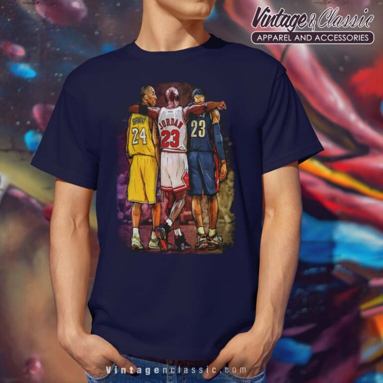 Kobe Bryant Michael Jordan Lebron James Graphic Navy T Shirt Kobe Bryant Michael Jordan Lebron James Graphic Navy T Shirt