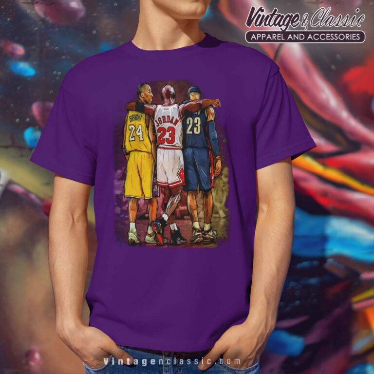 Kobe Bryant Michael Jordan Lebron James Graphic Purple T Shirt Kobe Bryant Michael Jordan Lebron James Graphic Purple T Shirt