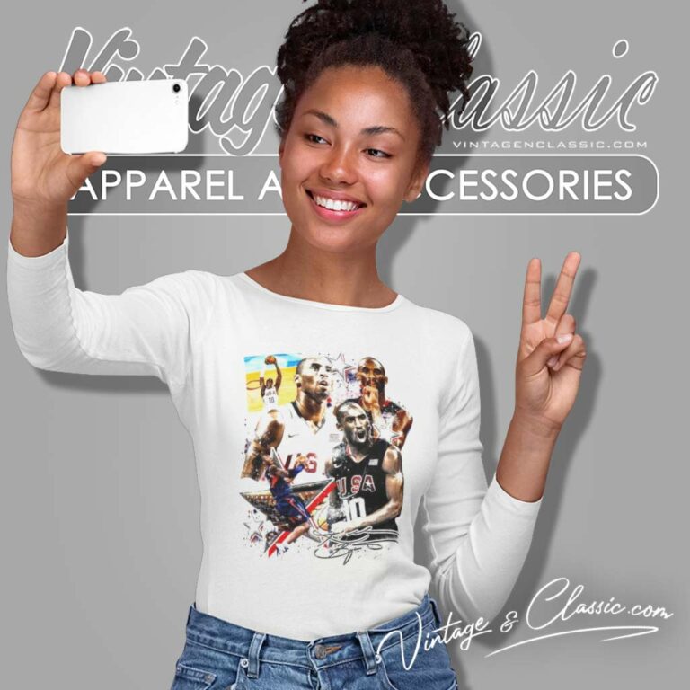 Kobe Bryant Shirt Usa Basketball Team Signature Long Sleeve Tee Kobe Bryant Shirt Usa Basketball Team Signature Long Sleeve Tee