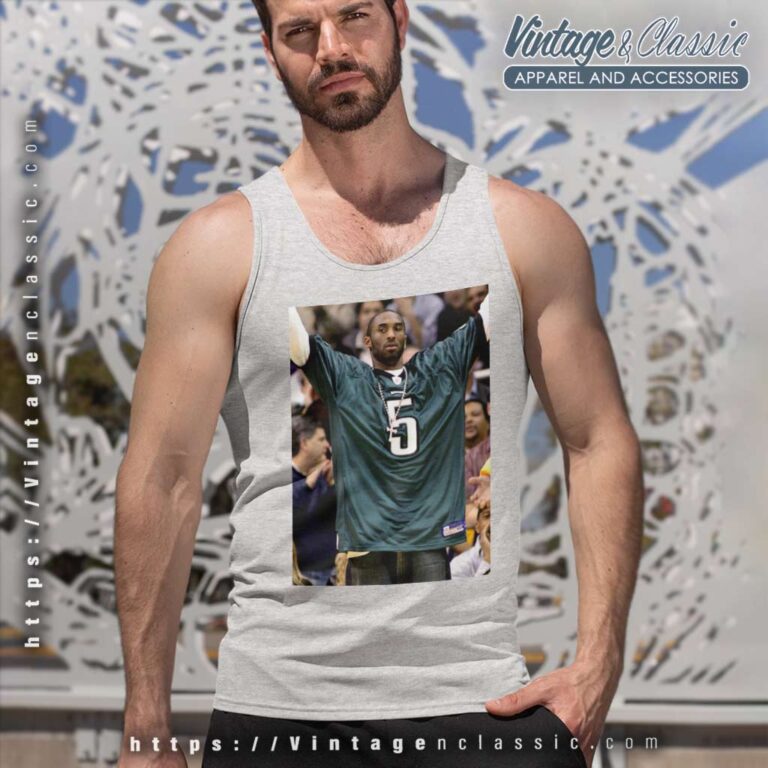 Kobe Bryant Wearing Philadelphia Eagles Jersey Tank Top Racerback Kobe Bryant Wearing Philadelphia Eagles Jersey Tank Top Racerback
