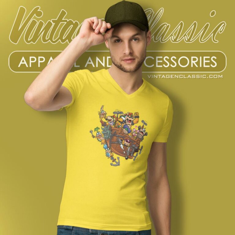 Koopalings In Super Mario World V Neck TShirt Koopalings In Super Mario World V Neck TShirt