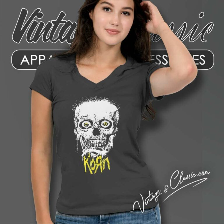 Korn Giant Skull V Neck TShirt Korn Giant Skull V Neck TShirt