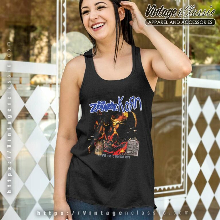 Korn Shirt Rare Rob Zombie Korn Live In Concert Tank Top Racerback Korn Shirt Rare Rob Zombie Korn Live In Concert Tank Top Racerback