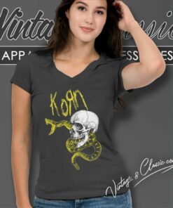 Korn Snake Skull V Neck TShirt