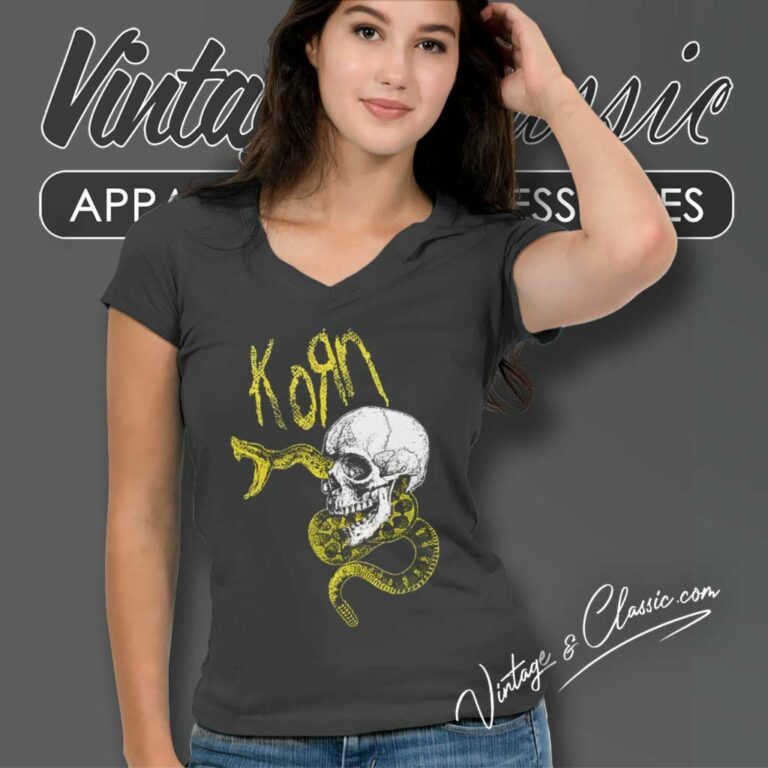 Korn Snake Skull V Neck TShirt Korn Snake Skull V Neck TShirt