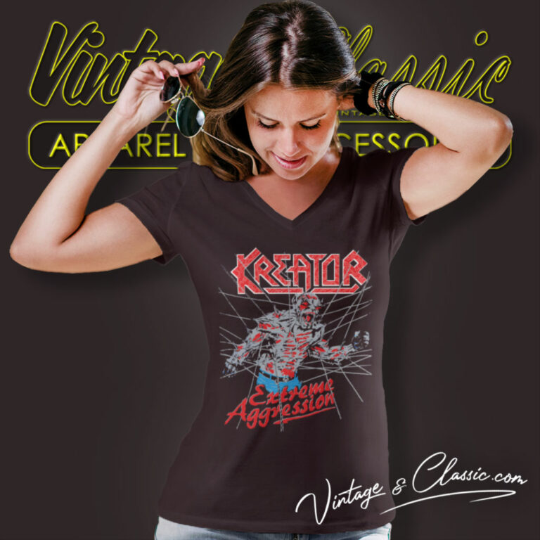 Kreator Shirt Extreme Aggression Tour V Neck TShirt Kreator Shirt Extreme Aggression Tour V Neck TShirt