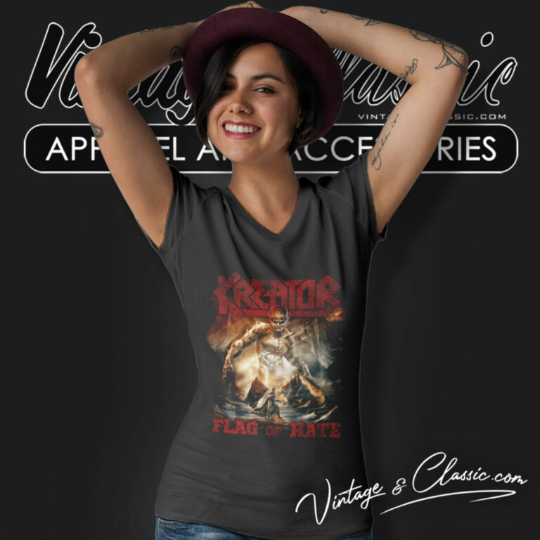 Kreator Shirt Flag Of Hate V Neck TShirt Kreator Shirt Flag Of Hate V Neck TShirt