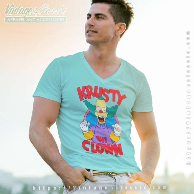 Krusty The Clown The Simpsons V Neck TShirt Krusty The Clown The Simpsons V Neck TShirt