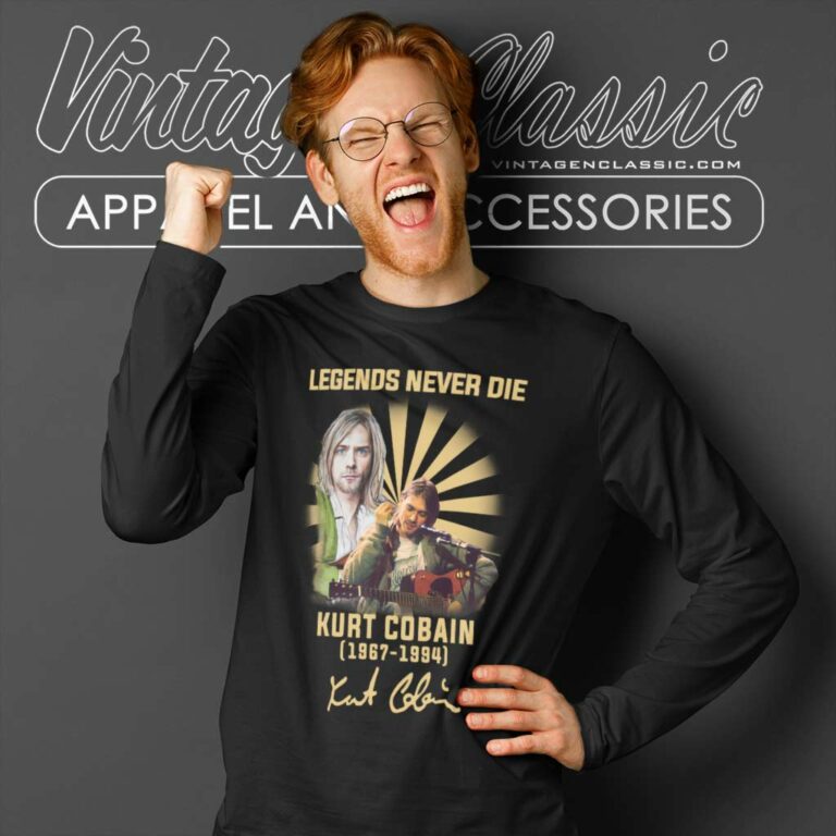 Kurt Cobain Legends Never Die Long Sleeve Tee Kurt Cobain Legends Never Die Long Sleeve Tee