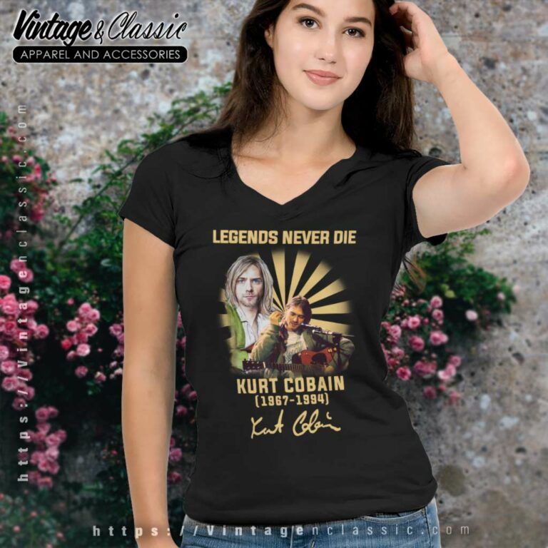 Kurt Cobain Legends Never Die V Neck TShirt Kurt Cobain Legends Never Die V Neck TShirt