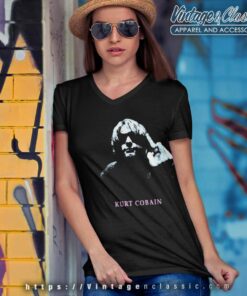 Kurt Cobain Middle Finger V Neck TShirt