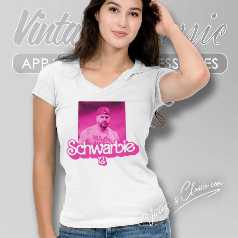 Kyle Schwarber Shirt Schwarbie 12 Pink Logo V Neck TShirt Kyle Schwarber Shirt Schwarbie 12 Pink Logo V Neck TShirt
