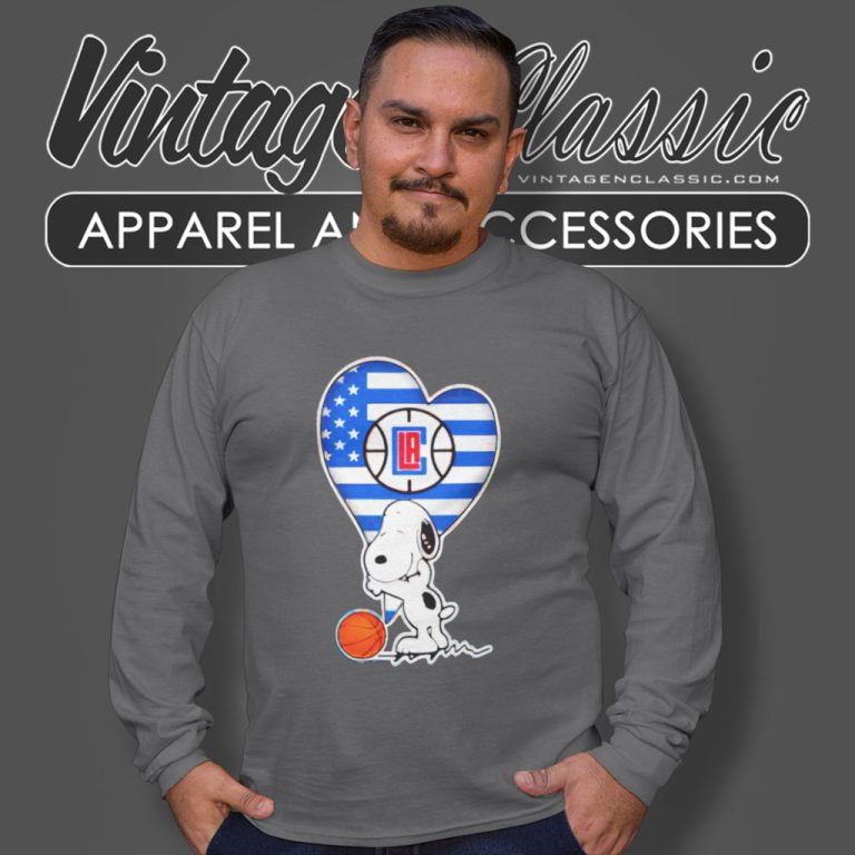 La Clippers Nba Basketball The Peanuts Movie Adorable Snoopy Long Sleeve Tee La Clippers Nba Basketball The Peanuts Movie Adorable Snoopy Long Sleeve Tee
