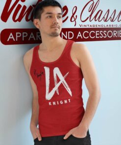 La Knight Shirt Autographed Red La Knight Logo 4 La Knight Shirt Autographed Red La Knight Logo Tank Top Racerback