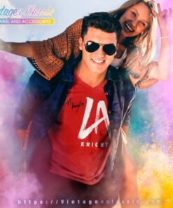 La Knight Shirt Autographed Red La Knight Logo 5 La Knight Shirt Autographed Red La Knight Logo V Neck TShirt