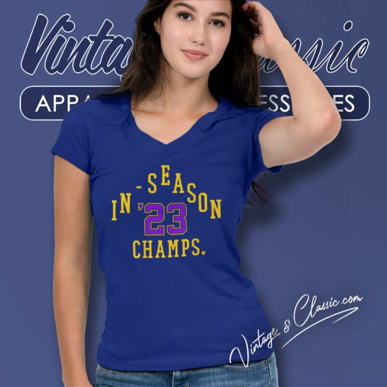 Lakers 23 In Season Tournament V Neck TShirt Lakers 23 In Season Tournament V Neck TShirt