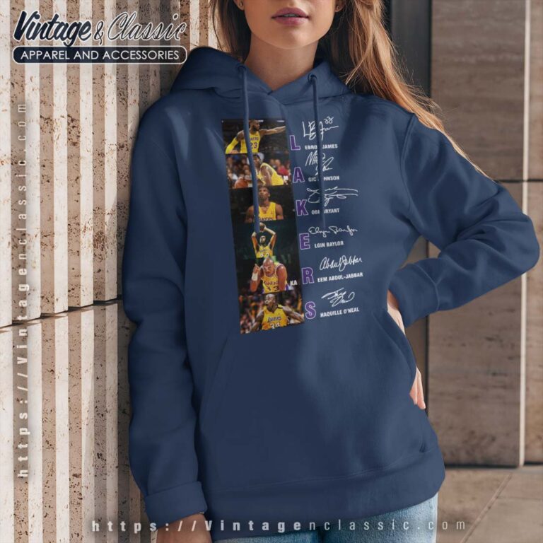 Lakers Lebron James Magic Johnson Kobe Bryant Elgin Signature Navy Hoodie Lakers Lebron James Magic Johnson Kobe Bryant Elgin Signature Navy Hoodie