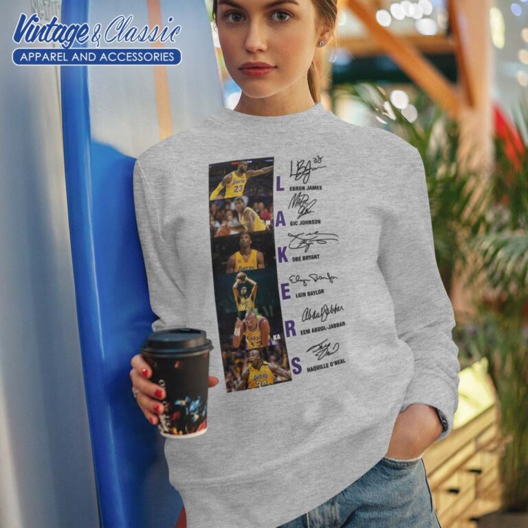 Lakers Lebron James Magic Johnson Kobe Bryant Elgin Signature Sport Grey Sweatshirt Lakers Lebron James Magic Johnson Kobe Bryant Elgin Signature Sport Grey Sweatshirt