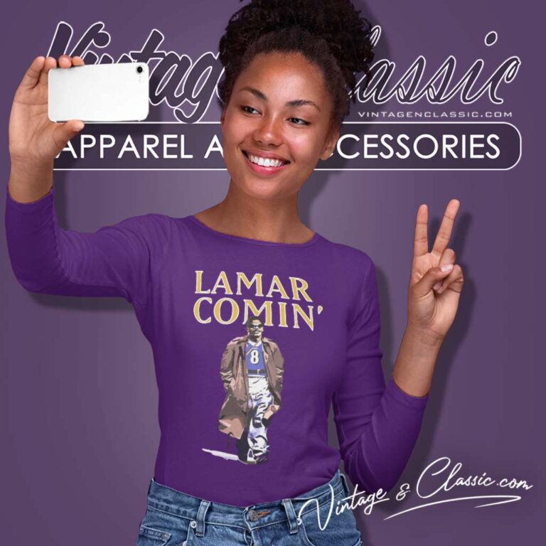 Lamar Comin Baltimore Fans Gift Long Sleeve Tee Lamar Comin Baltimore Fans Gift Long Sleeve Tee