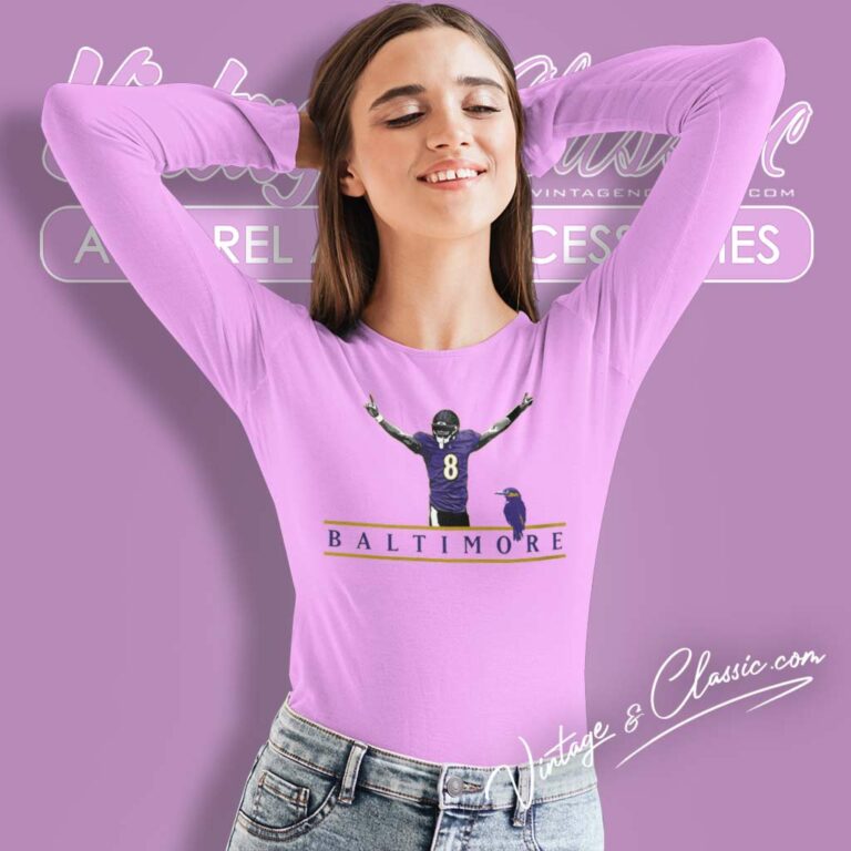 Lamar Jackson 8 Baltimore Ravens Long Sleeve Tee Lamar Jackson 8 Baltimore Ravens Long Sleeve Tee