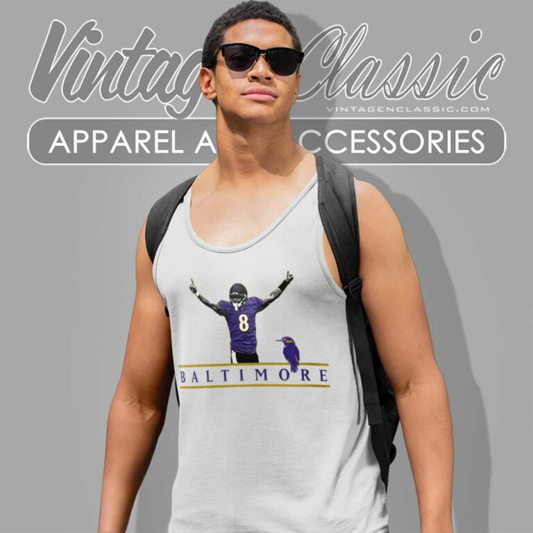 Lamar Jackson 8 Baltimore Ravens Tank Top Racerback Lamar Jackson 8 Baltimore Ravens Tank Top Racerback
