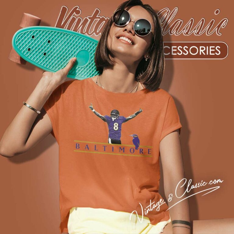 Lamar Jackson 8 Baltimore Ravens Women TShirt Lamar Jackson 8 Baltimore Ravens Women TShirt