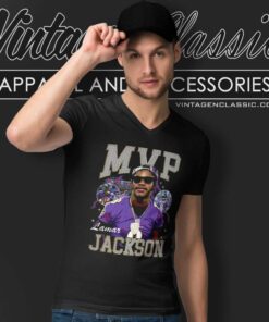 Lamar Jackson 90s Mvp Vintage V Neck TShirt