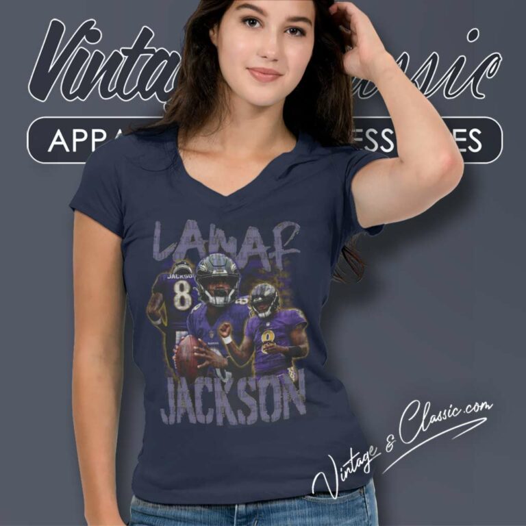 Lamar Jackson Mvp Vintage 90s V Neck TShirt Lamar Jackson Mvp Vintage 90s V Neck TShirt