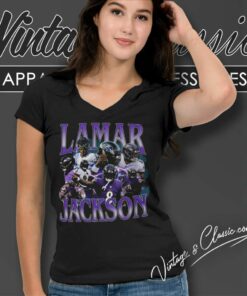 Lamar Jackson Nfl 2023 Mvp Shirt Baltimore Ravens V Neck TShirt