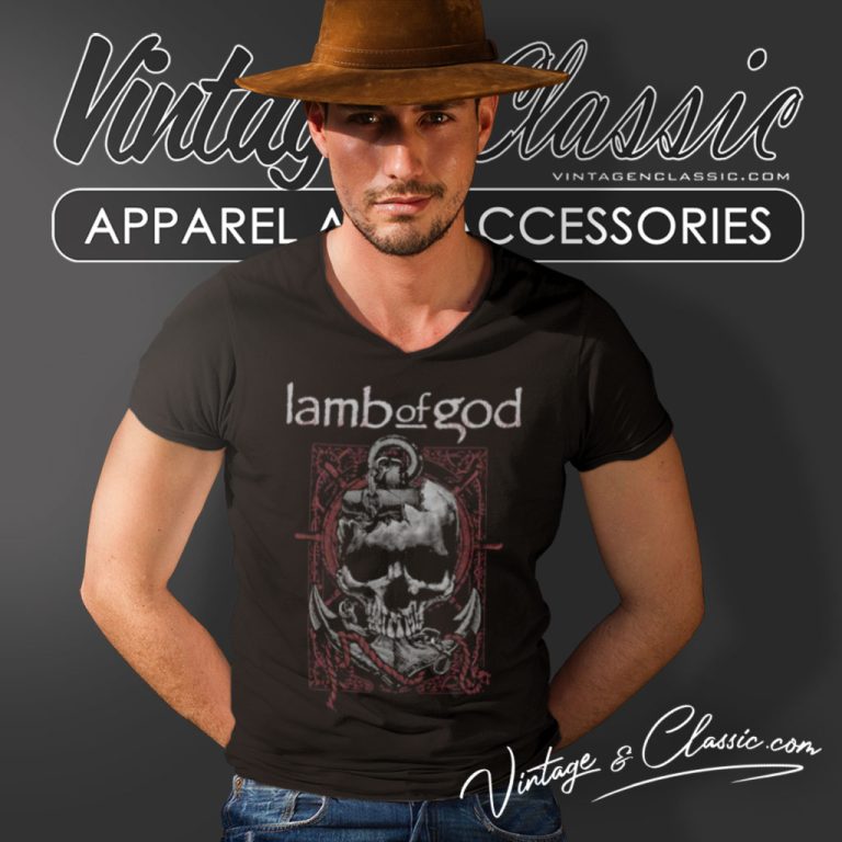Lamb Of God Shirt Anchor Skull V Neck TShirt Lamb Of God Shirt Anchor Skull V Neck TShirt