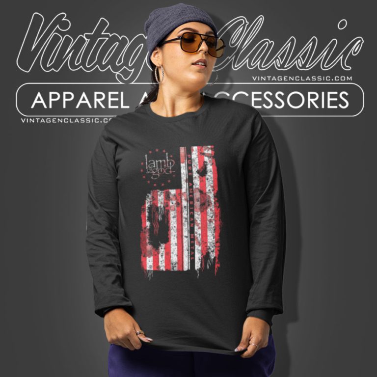 Lamb Of God Shirt Pure American Metal Flag Long Sleeve Tee Lamb Of God Shirt Pure American Metal Flag Long Sleeve Tee
