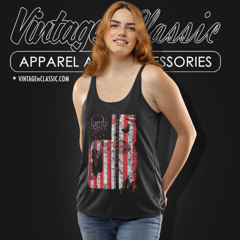 Lamb Of God Shirt Pure American Metal Flag Tank Top Racerback Lamb Of God Shirt Pure American Metal Flag Tank Top Racerback